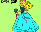 Dibujo Barbie vestida de novia pintado por hpna