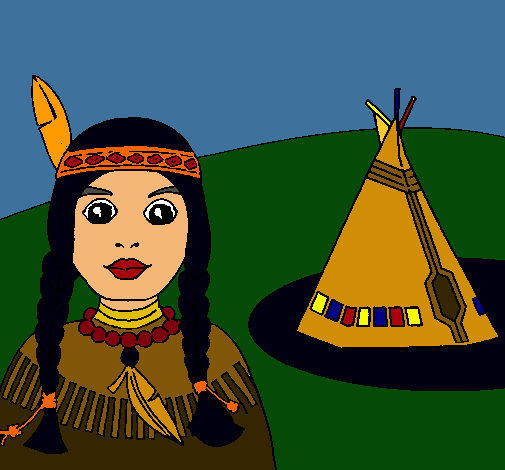 Dibujo India y tepee pintado por AZPP