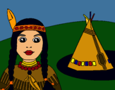 Dibujo India y tepee pintado por AZPP