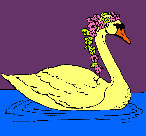 Cisne con flores