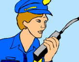 Dibujo Policía con el walkie pintado por juego20