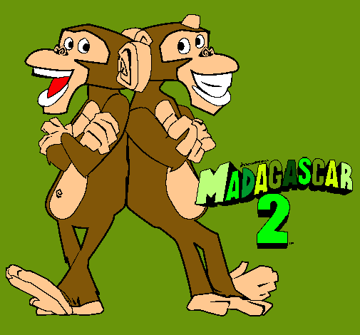 Dibujo Madagascar 2 Manson y Phil 2 pintado por nicko
