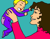 Dibujo Madre con su bebe pintado por barbi1