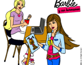 Dibujo Barbie y su hermana merendando pintado por hgggg