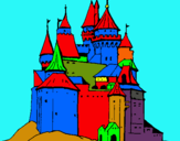 Dibujo Castillo medieval pintado por tren