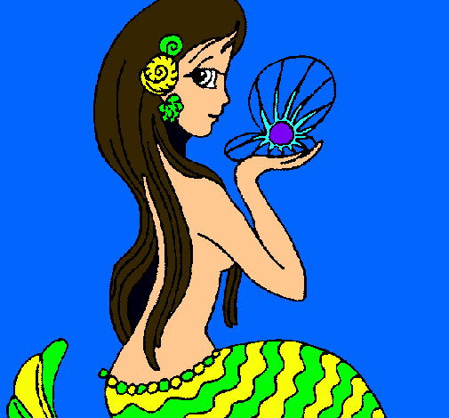 Dibujo Sirena y perla pintado por barbi1