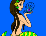 Dibujo Sirena y perla pintado por barbi1