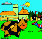 Dibujo Vaca en la granja pintado por mikilo