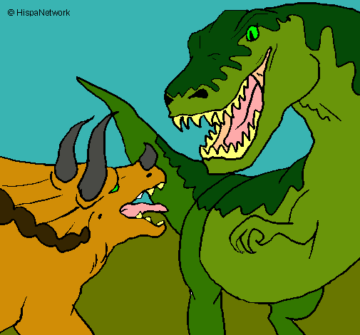 Dibujo Lucha de dinosaurios pintado por AZPP