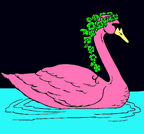 Cisne con flores