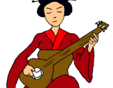 Dibujo Geisha tocando el laud pintado por bbrzdfbc