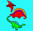 Dibujo Tres clases de dinosaurios pintado por IULH
