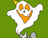 Dibujo Fantasma con sombrero de fiesta pintado por Dino-Jor