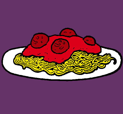 Dibujo Espaguetis con carne pintado por mister