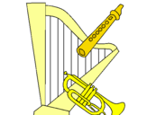 Dibujo Arpa, flauta y trompeta pintado por LaiaPM