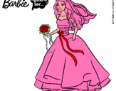 Dibujo Barbie vestida de novia pintado por AniSierra