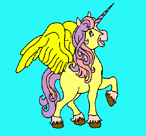 Dibujo Unicornio con alas pintado por Ainara