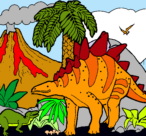 Dibujo Familia de Tuojiangosaurios pintado por Dino-Jor