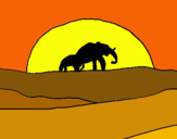 Dibujo Elefante en el amanecer pintado por danielcerr