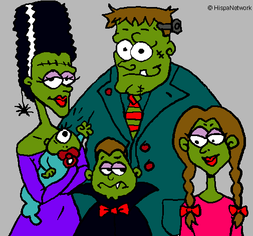 Dibujo Familia de monstruos pintado por helena9