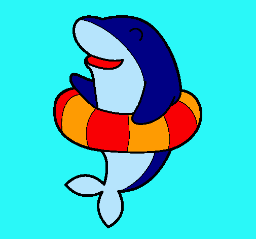 Dibujo Delfín con flotador pintado por nicko