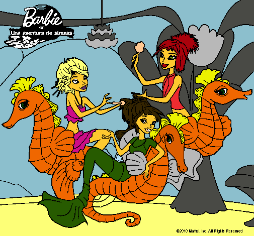 Dibujo Sirenas y caballitos de mar pintado por Angyyy