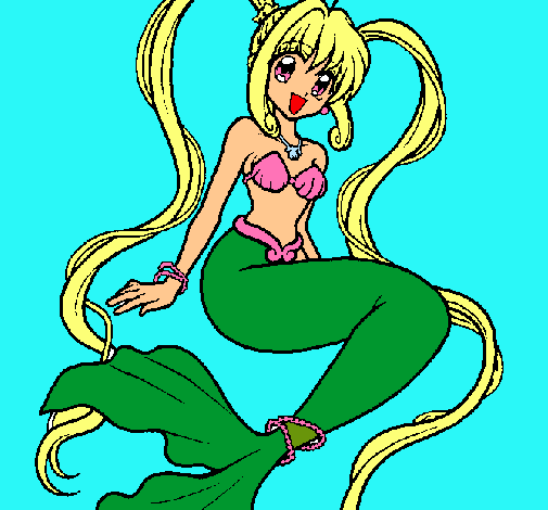 Dibujo Sirena con perlas pintado por soooooo