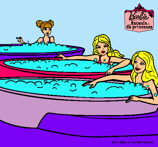 Barbie y sus amigas en el jacuzzi