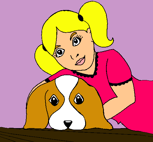 Dibujo Niña abrazando a su perro pintado por yessic