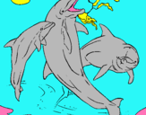 Dibujo Delfines jugando pintado por delfines 