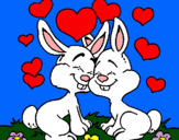 Dibujo Conejitos enamorados pintado por amorsitos