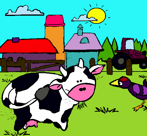 Vaca en la granja