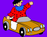 Dibujo Muñeca en coche descapotable pintado por SAMIS