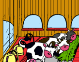 Dibujo Vacas en el establo pintado por mimisofia