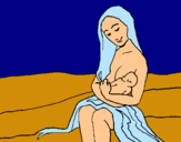 Dibujo Madre con su bebe pintado por monsalve