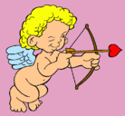 Dibujo Cupido apuntando con la flecha pintado por pinpinela