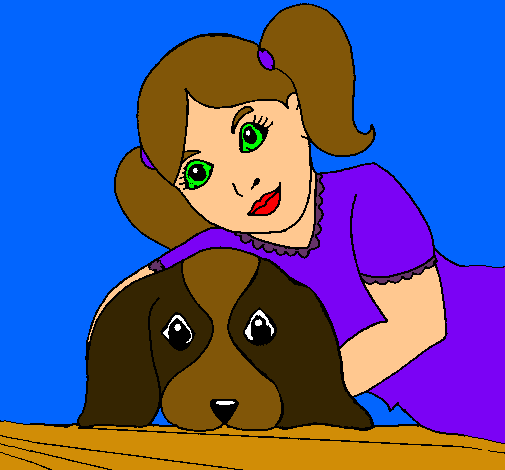Dibujo Niña abrazando a su perro pintado por elias