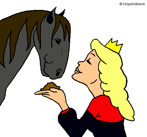 Dibujo Princesa y caballo pintado por Amali