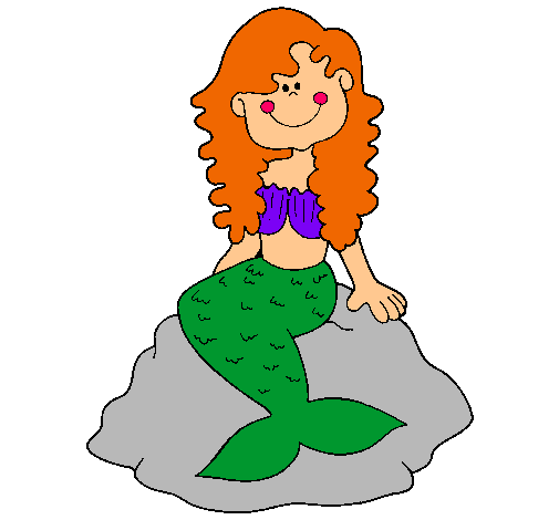 Dibujo Sirena sentada en una roca pintado por la_linda