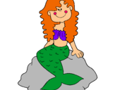 Dibujo Sirena sentada en una roca pintado por la_linda