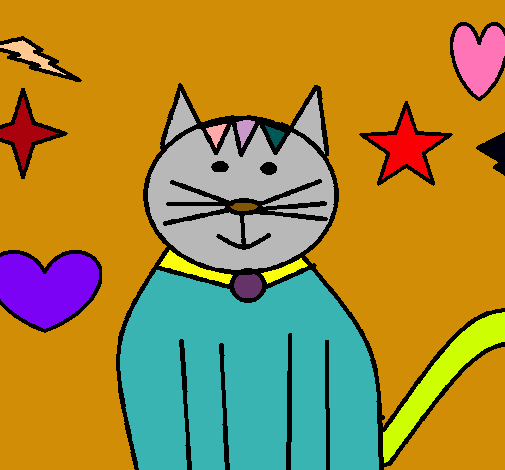 Dibujo Gato con estrellas pintado por sarisofi