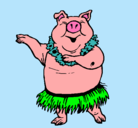 Dibujo Cerdo hawaiano pintado por churrin