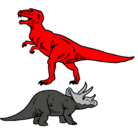 Dibujo Triceratops y tiranosaurios rex pintado por Lukasel