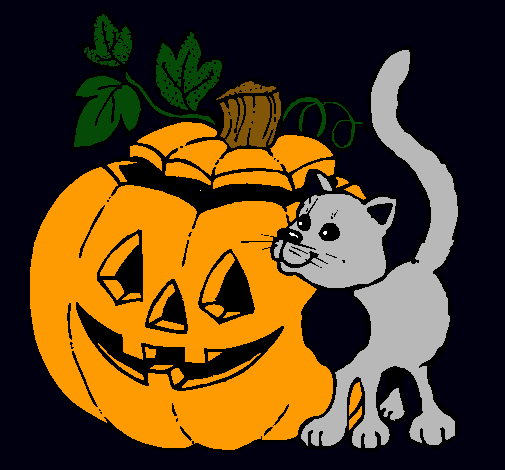 Calabaza y gato