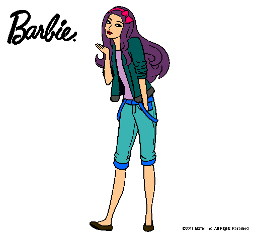 Dibujo Barbie con look casual pintado por agus29