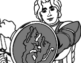 Dibujo Caballero con escudo de león pintado por brndon