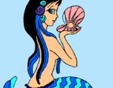 Dibujo Sirena y perla pintado por viancalee