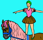 Dibujo Trapecista encima de caballo pintado por brissell