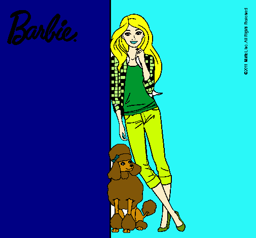 Barbie con cazadora de cuadros