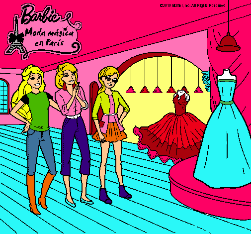 Barbie mirando vestidos